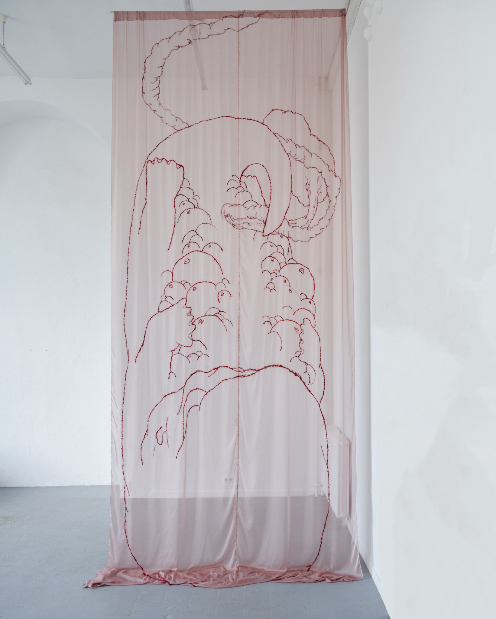 Full frontal view of the Six Weeks embroidery